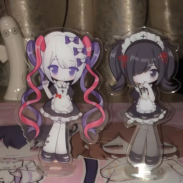 Event Support - 「NEEDY GIRL OVERDOSE」のアクリル製スタンドフィギュア2点セット。アニメキャラクターのデスク用ディスプレイスタンド。コレクションとしても、またファンへのプレゼントとしても最適。