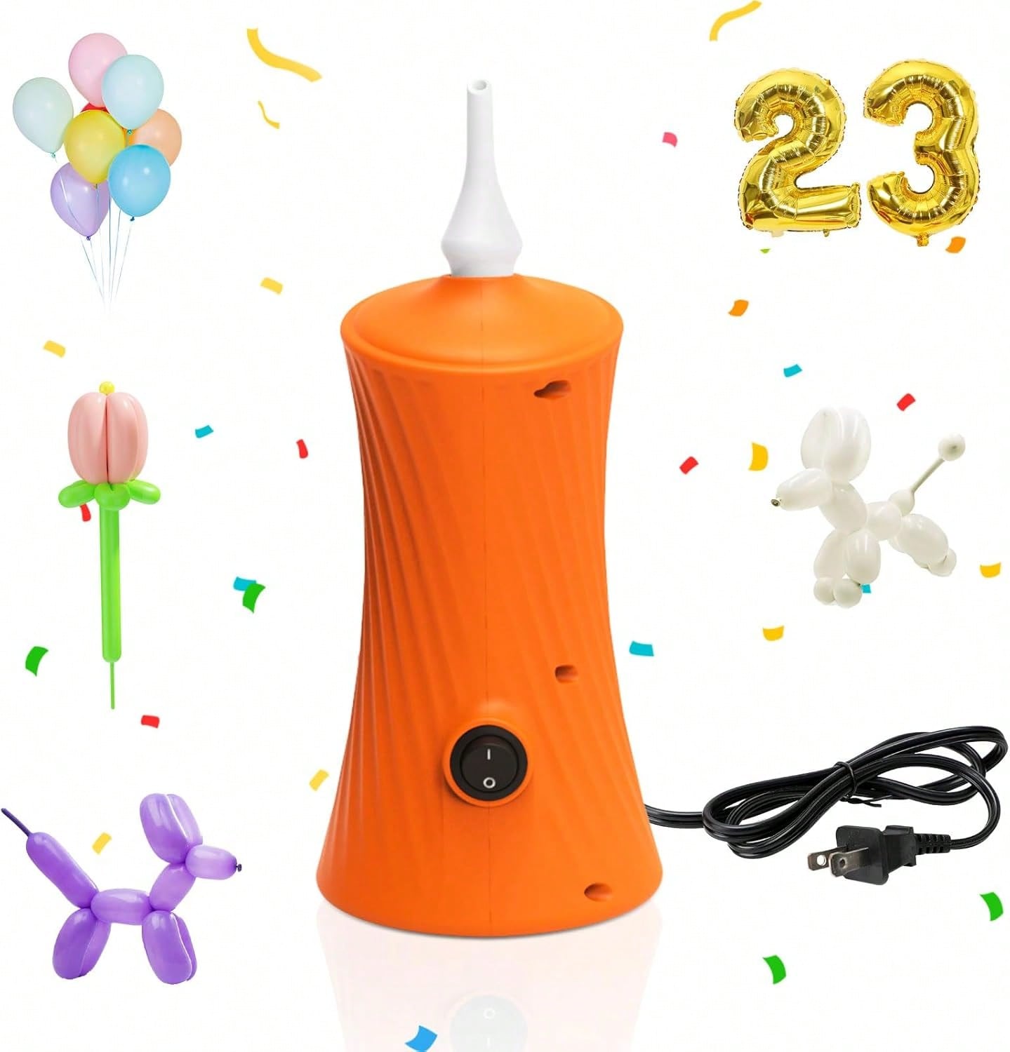 Balloon Pump Hand - 大型バルーン用電動空気入れ、電動バルーンポンプ、誕生日パーティーの装飾用、特にフォイル製のねじり模様の動物型バルーンに適したバルーンインフレーター。