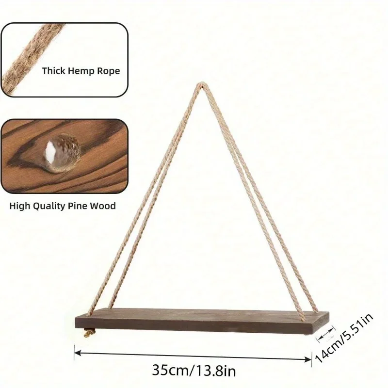 麻縄で吊るされた木製の壁の棚,1ピース,家,居間,植木鉢,収 - Flower Wall Panel のレビューと価格