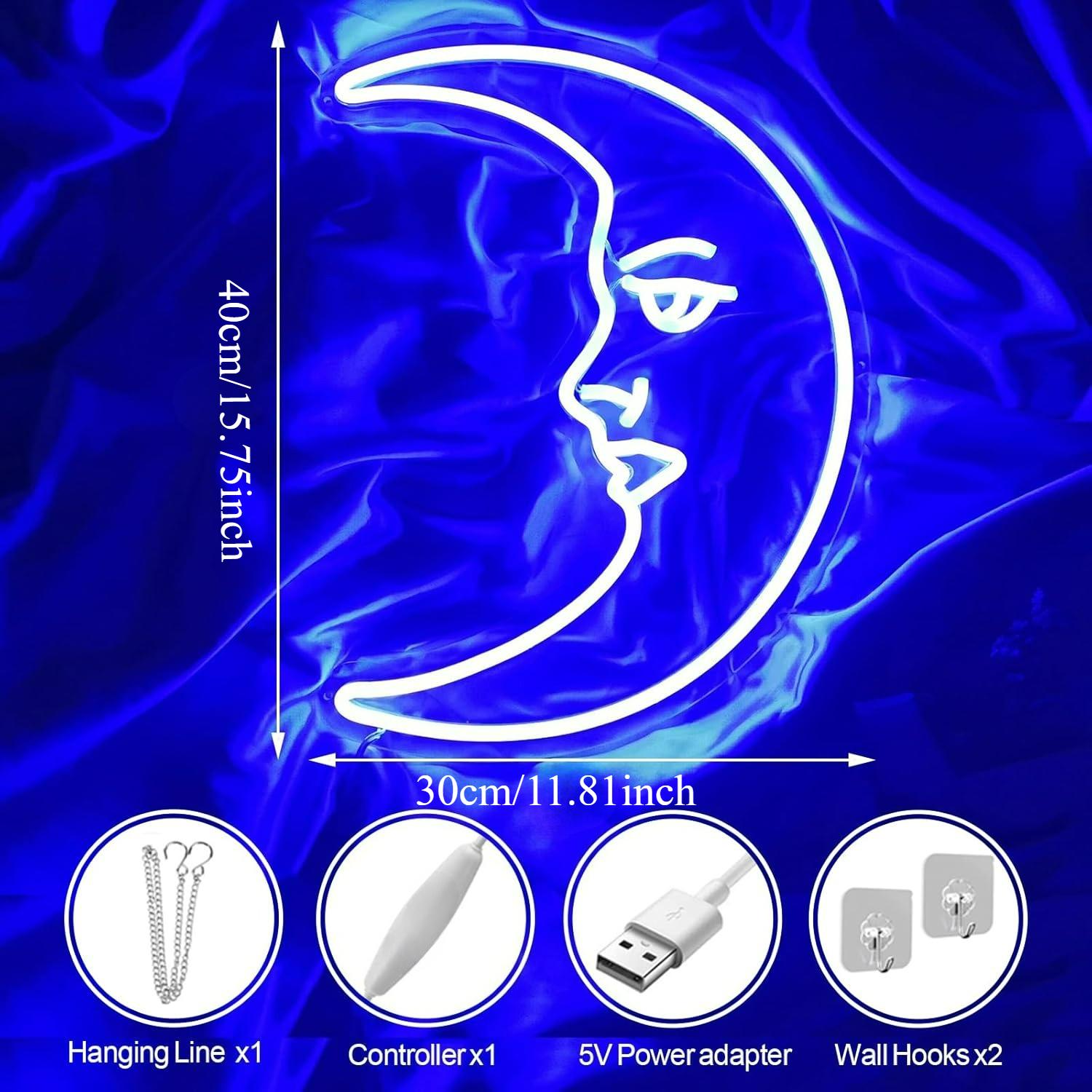 「ムーンフェイス」ネオンサイン。USB接続で調光可能なLED - Neon Sign Party のレビューと価格