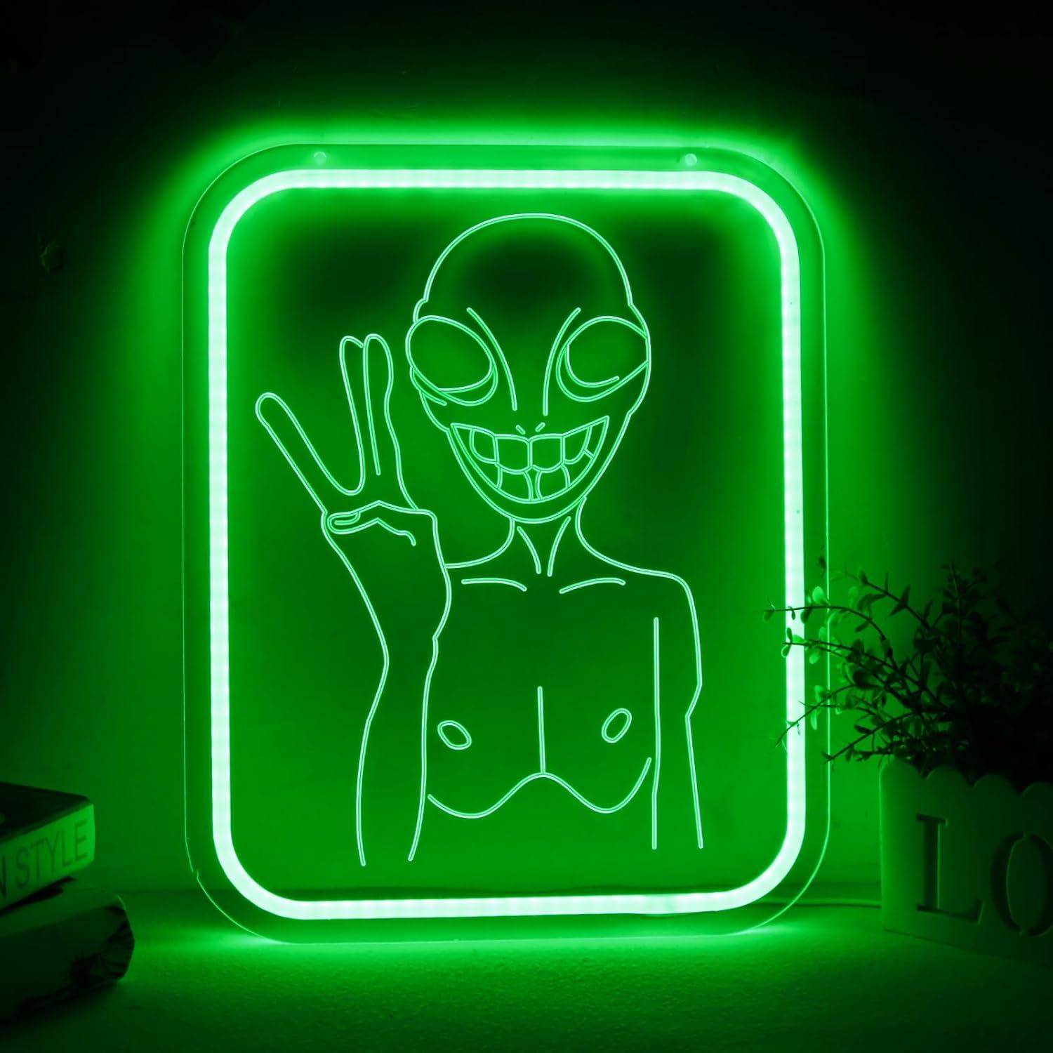 エイリアンのネオンサイン、USB接続で調光可能なLEDライト - Neon Sign Party のレビューと価格