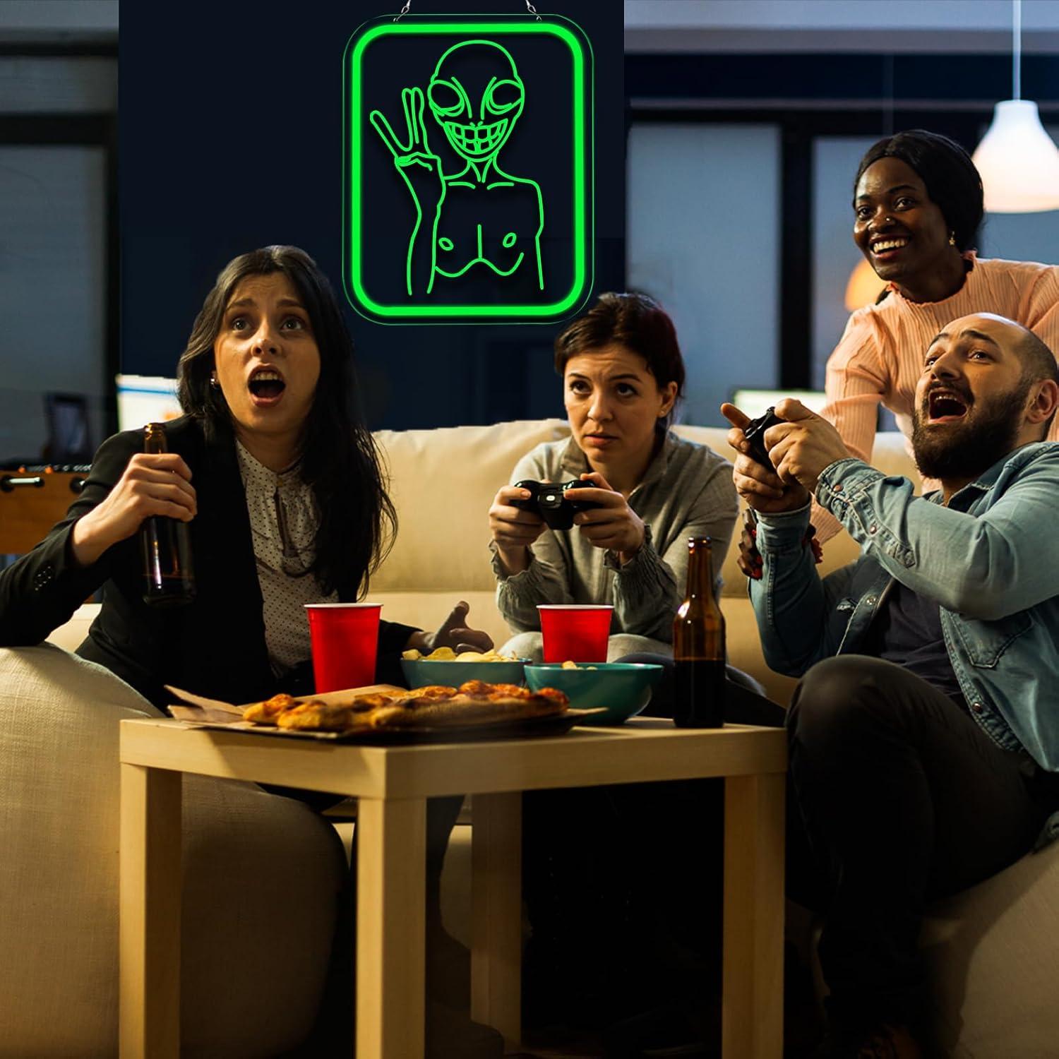 エイリアンのネオンサイン、USB接続で調光可能なLEDライト - Neon Sign Party のレビューと価格