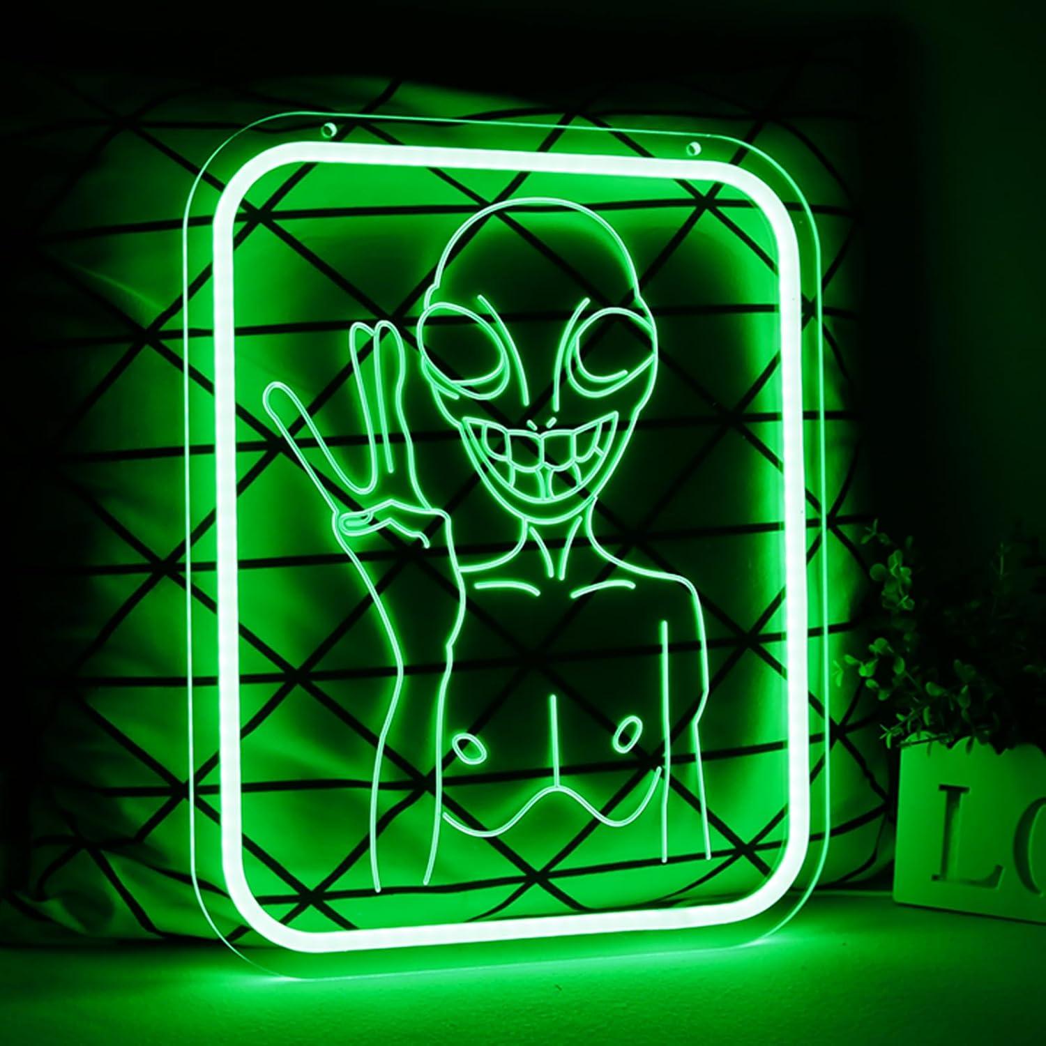 エイリアンのネオンサイン、USB接続で調光可能なLEDライト - Neon Sign Party のレビューと価格