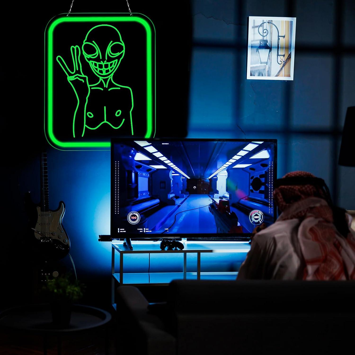 エイリアンのネオンサイン、USB接続で調光可能なLEDライト - Neon Sign Party のレビューと価格