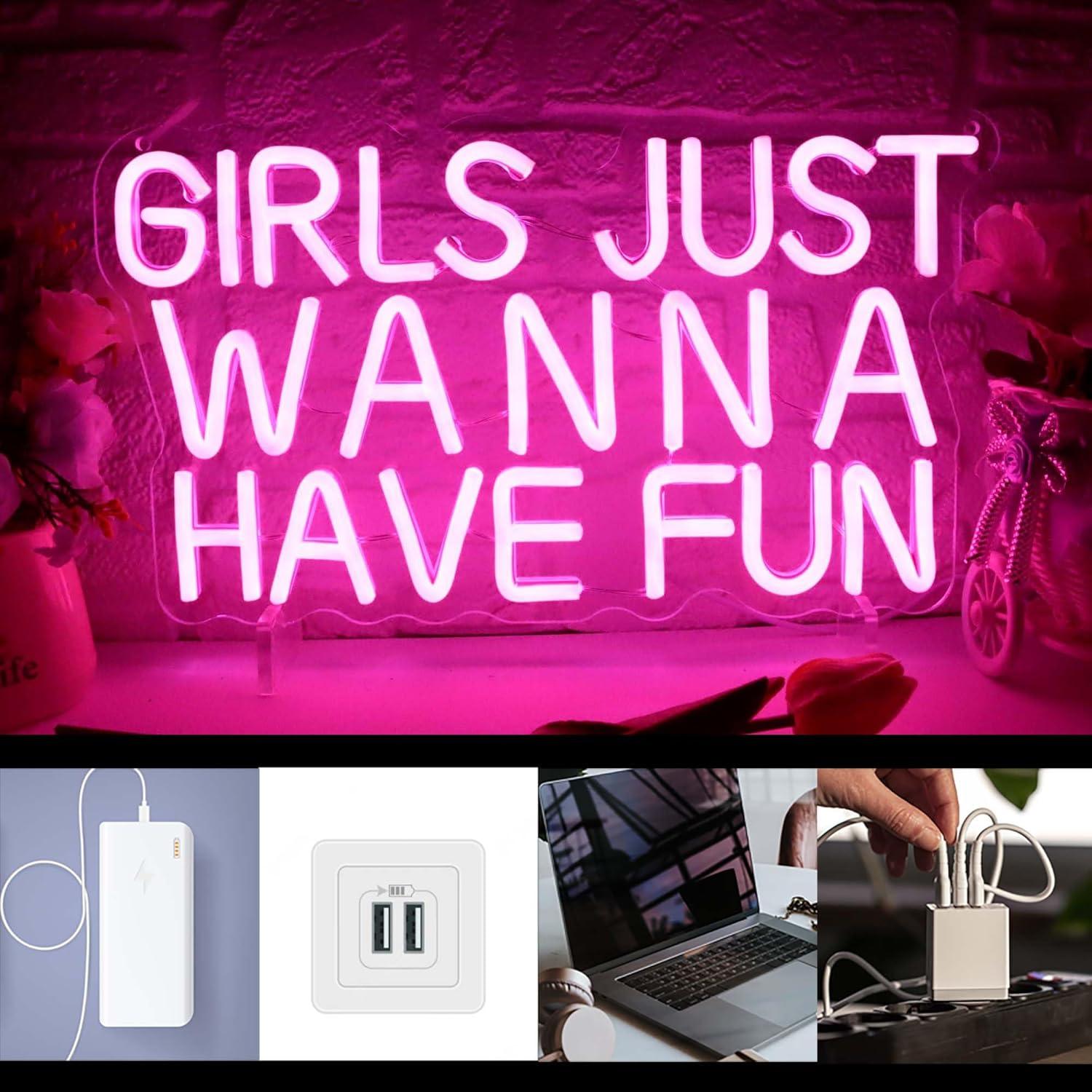 「女の子はただ楽しんでいたいだけ」ネオンサイン。USB接続で - Neon Sign Party のレビューと価格