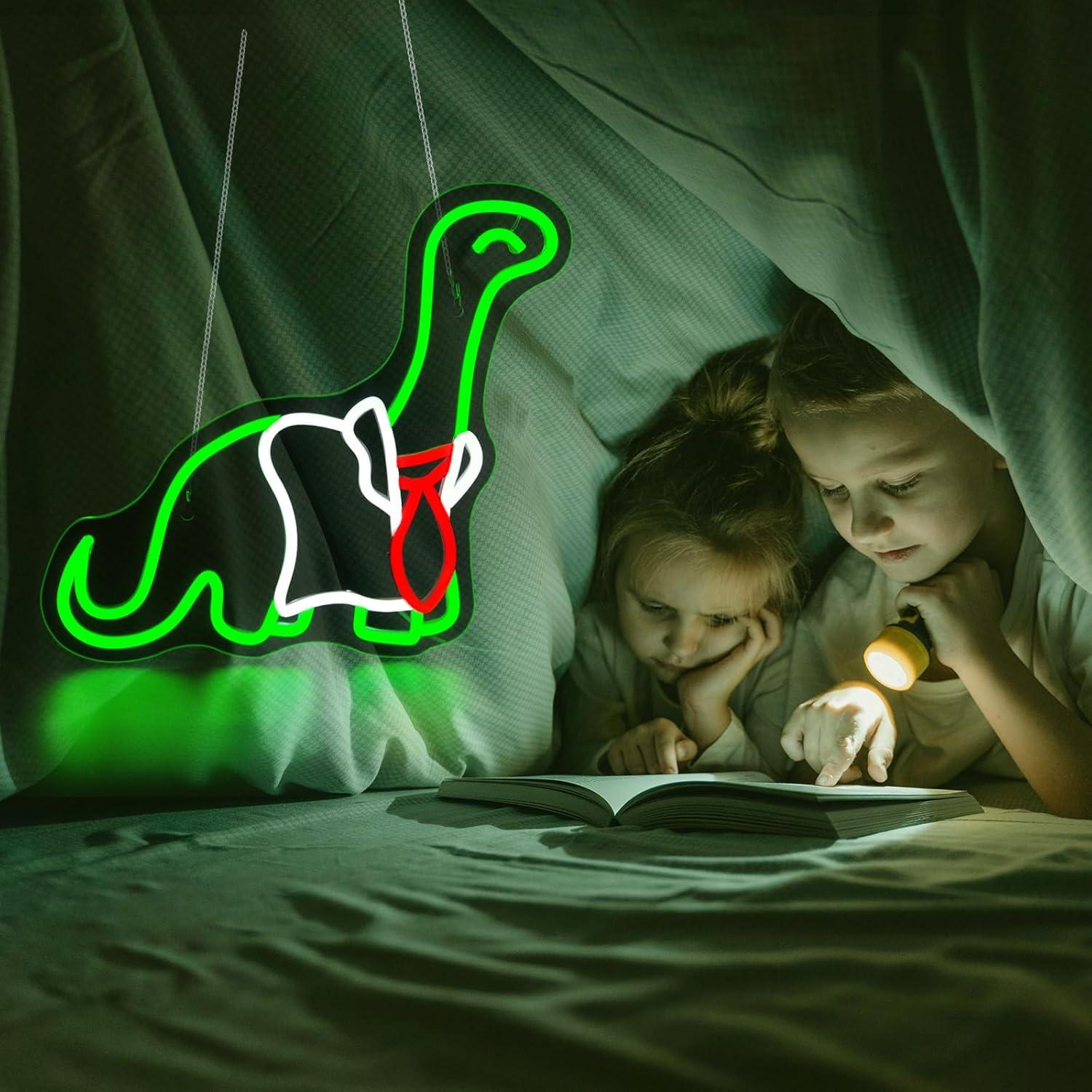 恐竜のネオンサイン。調光機能付きLEDライト。リビングの壁の - Neon Sign Party のレビューと価格