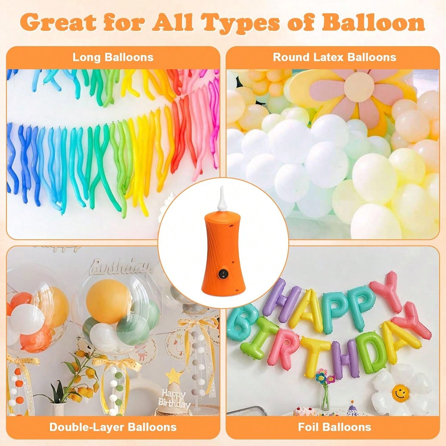 大型バルーン用電動空気入れ、電動バルーンポンプ、誕生日パーテ - Balloon Pump Hand のレビューと価格